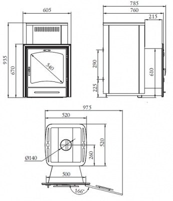 Печь для бани Термофор Калина II INOX нержавейка с теплообменником(передняя рамка антрацит)