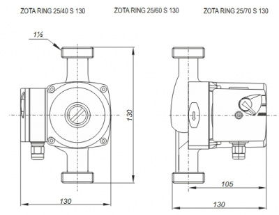 Насос ZOTA Ring  25/70 S 180 с гайками