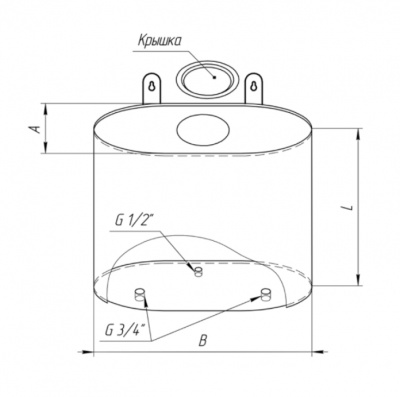 Бак "Комфорт" (AISI 201/1.0) вертикальный эллипс 60л для теплообменника