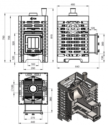 Печь для бани ASTON «Шторм 16» (ДТ-4С)