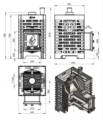Печь для бани ASTON «Шторм 16» (ДТ-4)