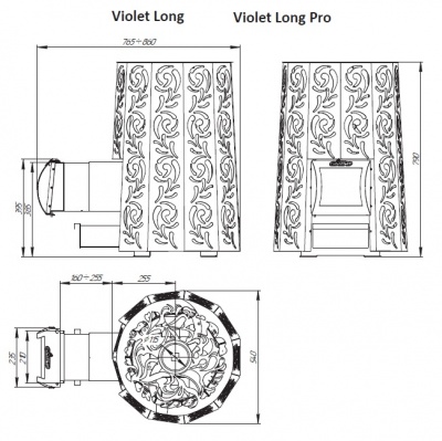 Печь для бани Violet(Вайлет) Long Grill`D (Камень 100 кг)