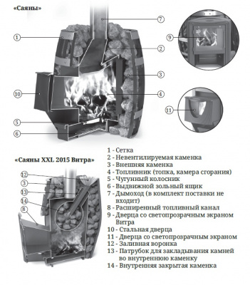 Печь для бани TMF Саяны XXL 2015 INOX Витра Закрытая каменка с теплообменником